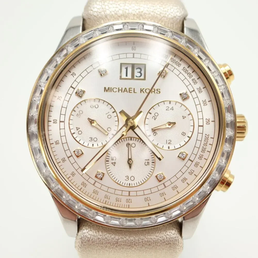 Michael Kors Brinkley Two Tone Pave Chronograph 40mm Watch MK6188 w New Battery - Picture 5 of 15